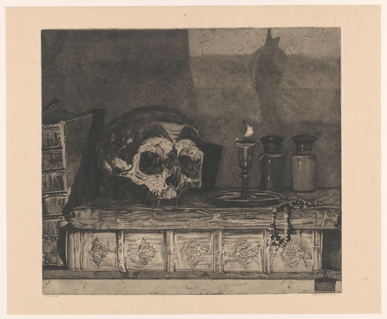 Martwa natura z czaszką autorstwa Arend Hendriks (signed by artist)