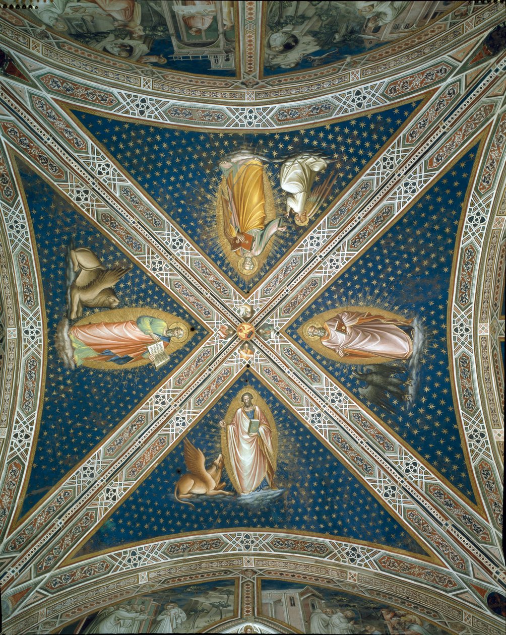 Freski sklepienne w zakrystii przedstawiające czterech ewangelistów, 1387 autorstwa Aretino Luca Spinello or Spinelli