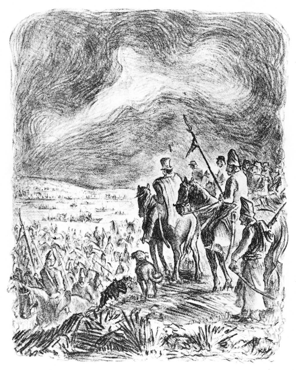 Ilustracja z „Dzwon w wielkiej armii” autorstwa Domingo Faustino Sarmiento (1811-88) autorstwa Argentinian School