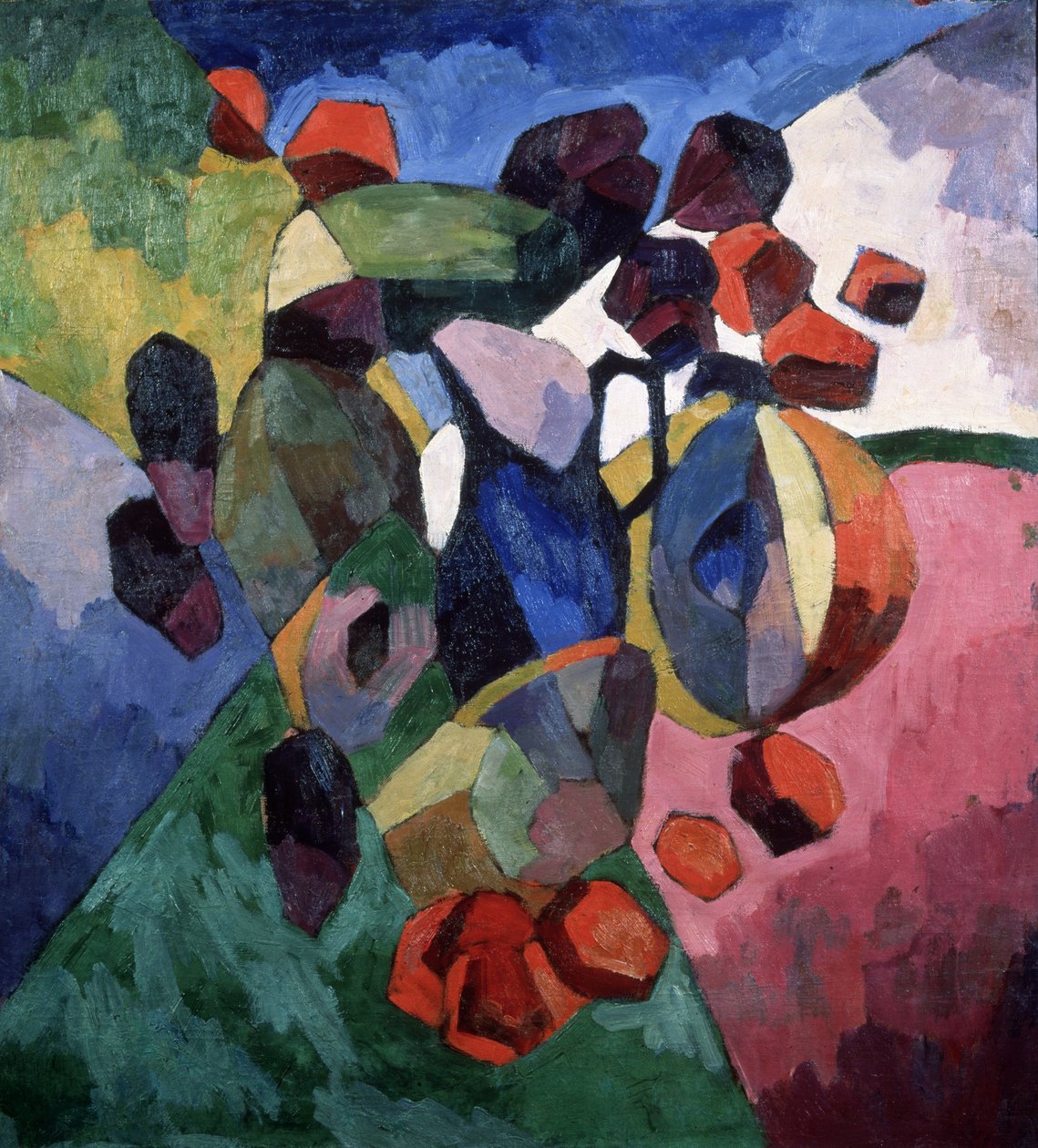 Niebieski dzban i owoce, 1913 autorstwa Aristarkh Vasilievic Lentulov