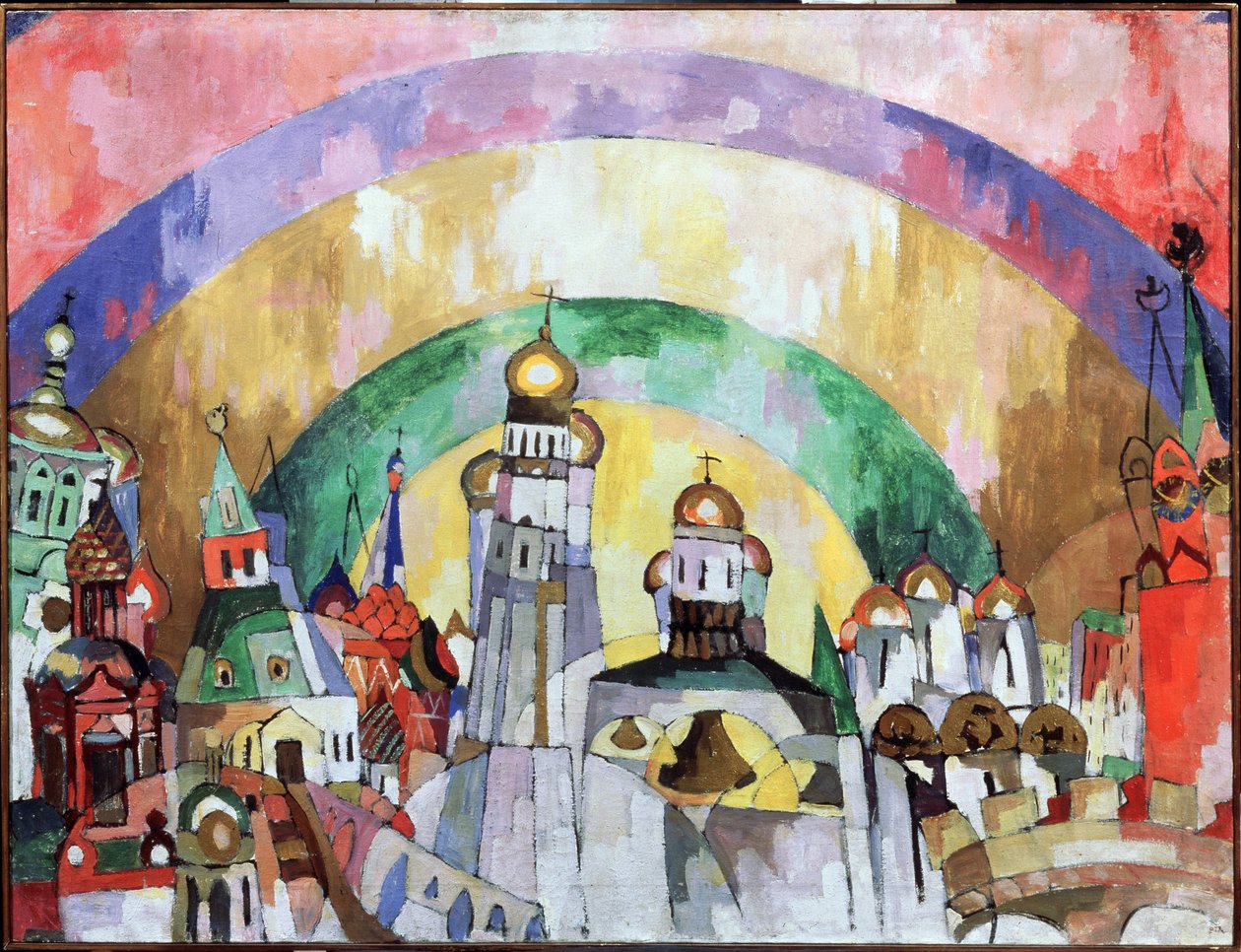 Firmament, dekoracyjny Moskwa. (Firma. Dekoracyjna Moskwa). Obraz Aristarkha Wasiljewicza Lentulowa (Lentulov) (1882-1943), olej na płótnie autorstwa Aristarkh Vasilievic Lentulov
