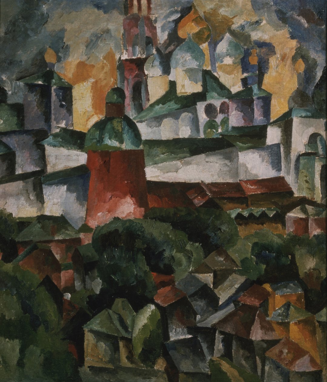 Krajobraz z klasztorem Trójcy Sergiusz, 1920 autorstwa Aristarkh Vasilievic Lentulov