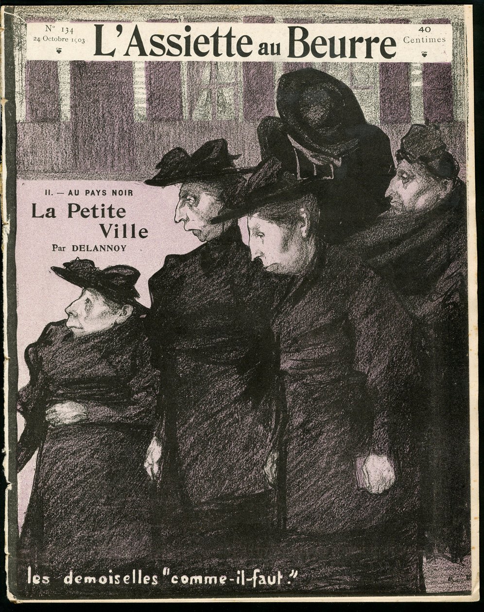 Okładka „”L’Plate au beurre””, numer 134, Satyryczna w B&W autorstwa Aristide Delannoy