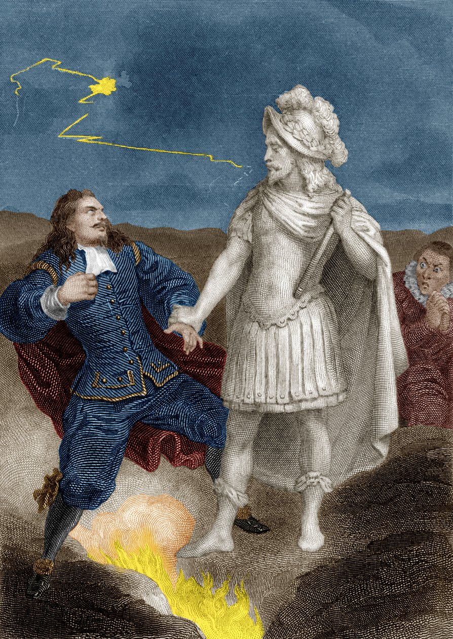Zagraj w Don Juan Moliere: Don Juan z posągiem Komendanta, 1870 autorstwa Aristide Delannoy