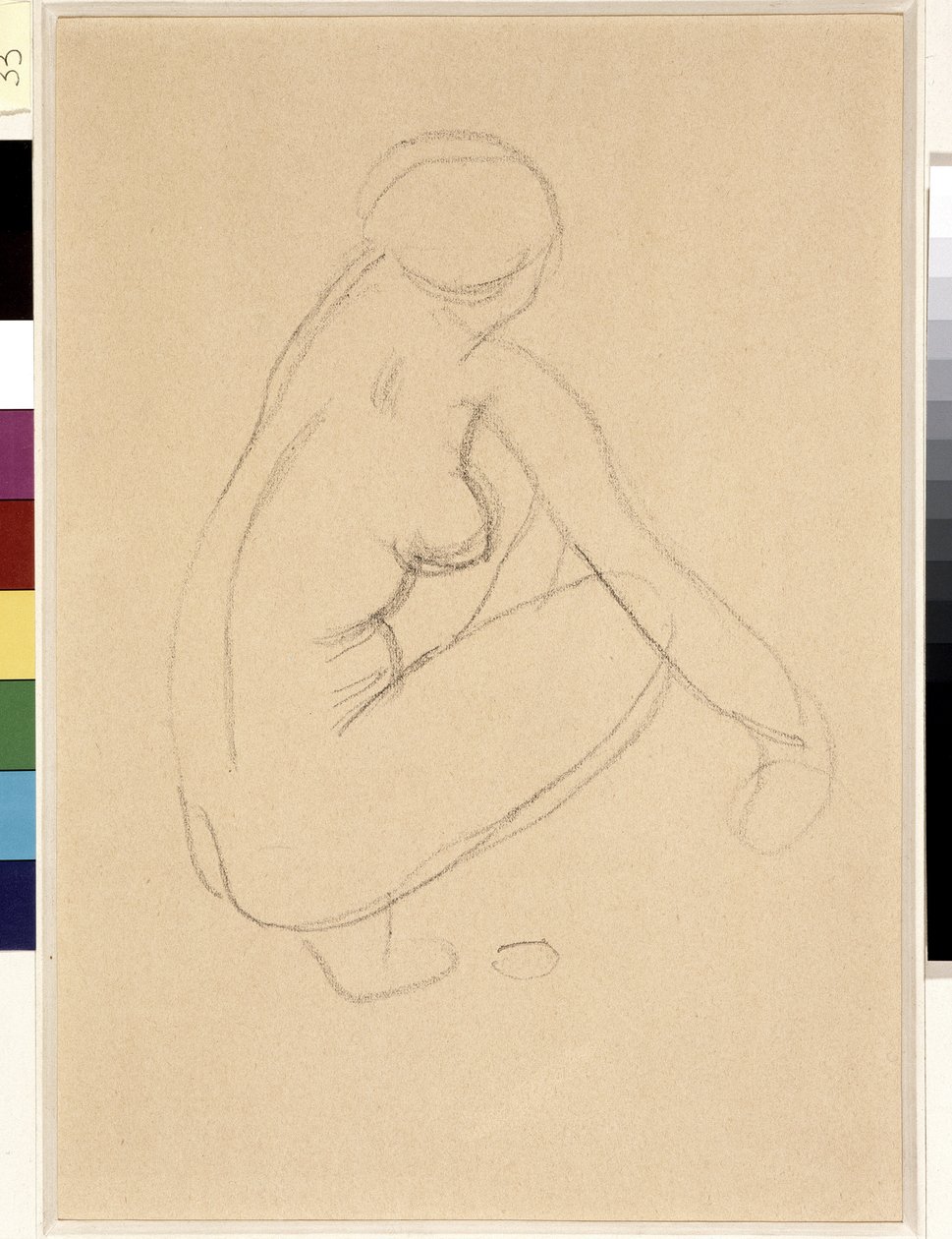Nagi przysiad. Rysunek Aristide Maillol (1861-1944). Ołówek na papierze. Wymiary: 32x23cm. Muzeum Cantini, Marsylia autorstwa Aristide Maillol