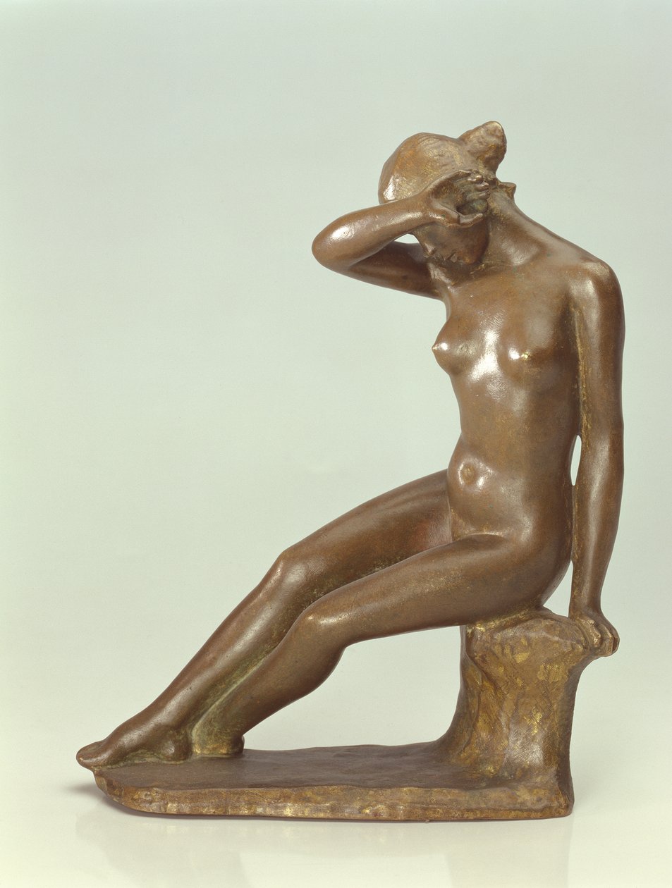 Kobieta zakrywająca twarz dłonią, 1900 (brąz) autorstwa Aristide Maillol