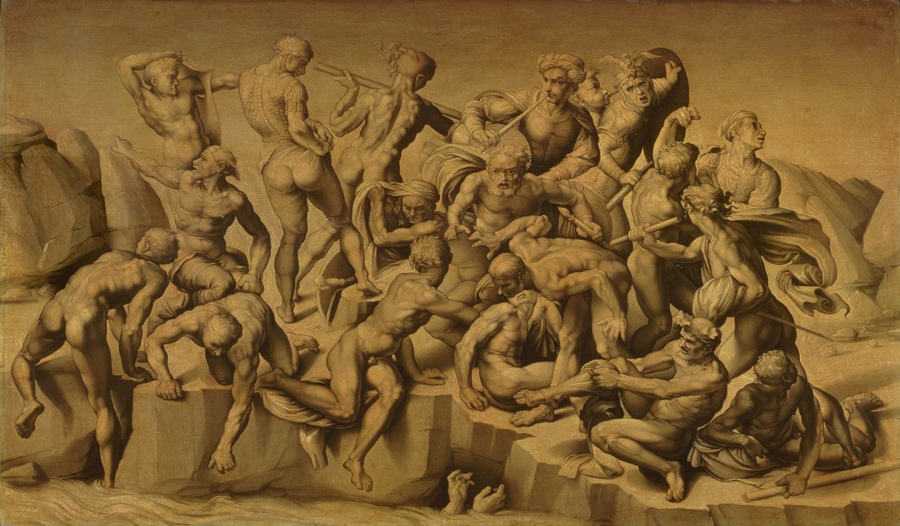 Bitwa pod Cascina, czyli Kąpiący się według Michała Anioła (1475-1564), 1542 autorstwa Aristotile da Sangallo