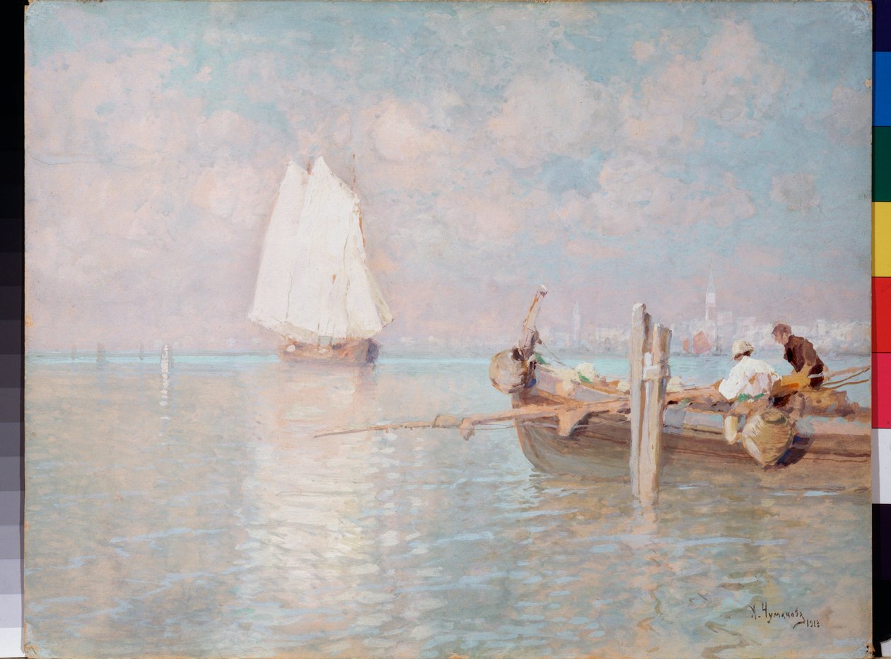 Zatoka Wenecka (Włochy) - Zatoka Wenecka - Obraz Arkadi Afanasyevich Chumakov (Tchoumakov) (1868-1948), olej na płótnie autorstwa Arkadi Afanasyevich Chumakov