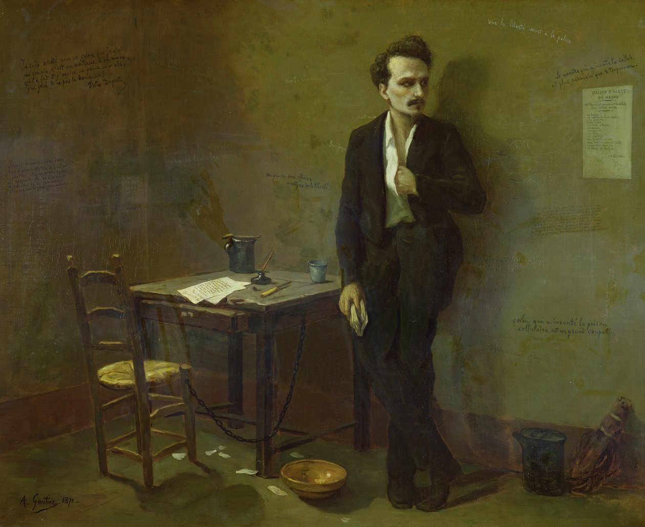 Henri Rochefort (1831-1913) w więzieniu Mazas, 1871 autorstwa Armand Desire Gautier