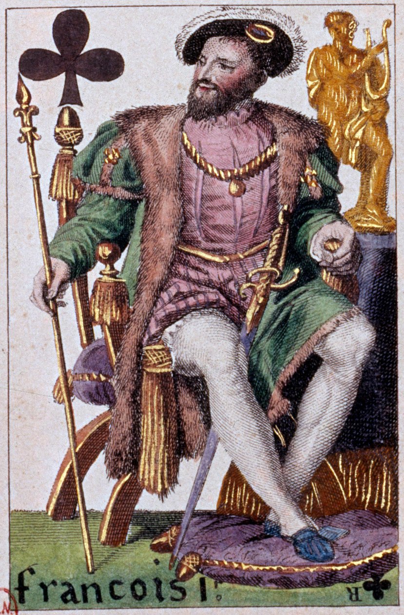 Reprezentacja króla Franciszka I (1494-1547). Fragment karty do gry wykonanej przez Gustave