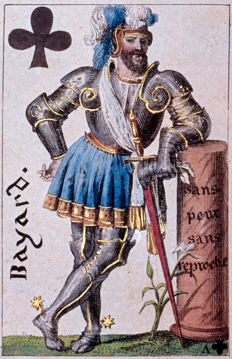 Reprezentacja rycerza Pierre Terrail, Lord of Bayard (1476-1524). Fragment karty do gry wykonanej przez Gustave