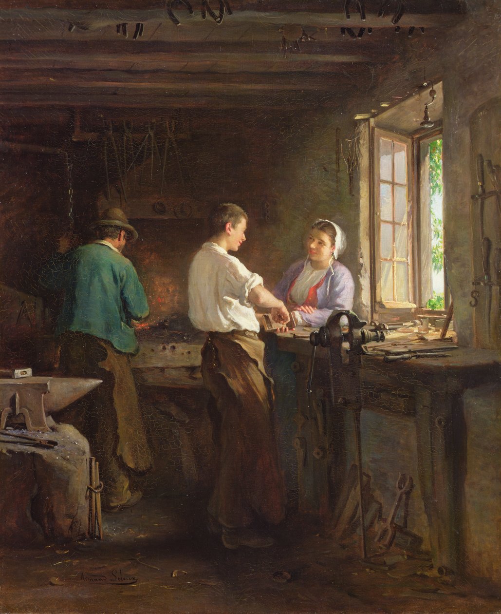 Ślusarz (olej na płótnie) autorstwa Armand Hubert Simon Leleux