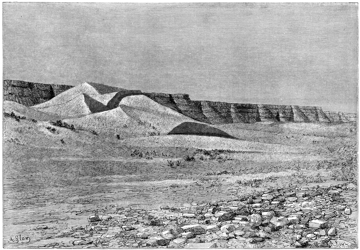 Klify Igharghar, zaczerpnięte z północy Temassinin, ok. 1890 autorstwa Armand Kohl