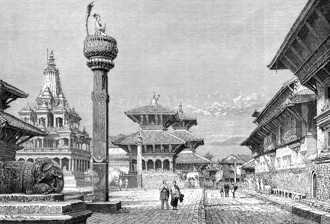 Świątynie w Patanie, Nepal, 1895. autorstwa Armand Kohl