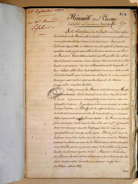 Memorandum w sprawie konieczności przyjęcia przez Europę nowego prawa publicznego autorstwa Armand Lefebvre