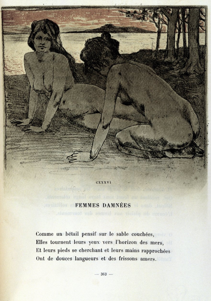 Ilustracja Armanda Rassenfosse (1862 - 1934) do wiersza „Przeklęte kobiety” w „Les fleurs du mal” Charlesa Baudelaire