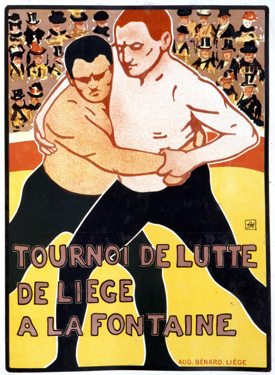Turniej w Liège przy fontannie autorstwa Armand Rassenfosse