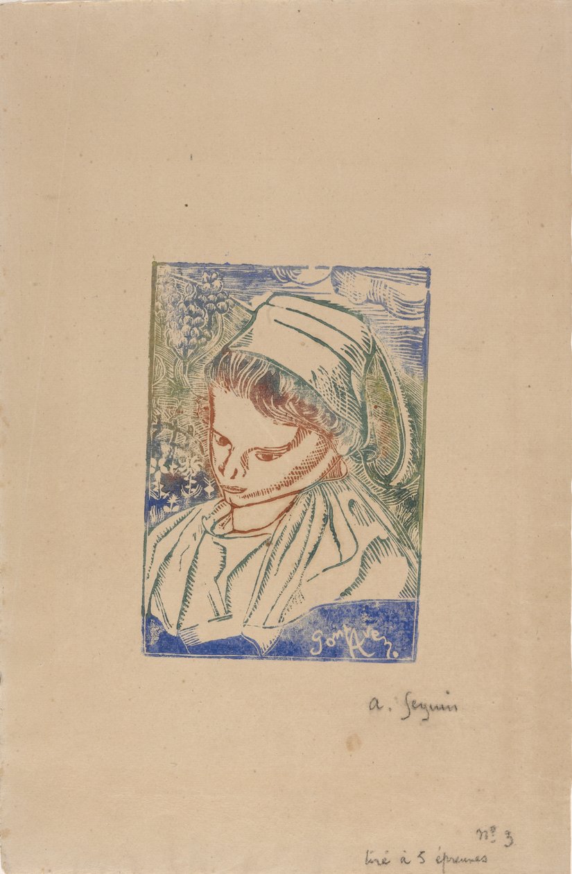 Bretonne de Pont-Aven (Bretonka z Pont-Aven) ok. 1896 (drzeworyt z kolorystyką lalki) autorstwa Armand Séguin