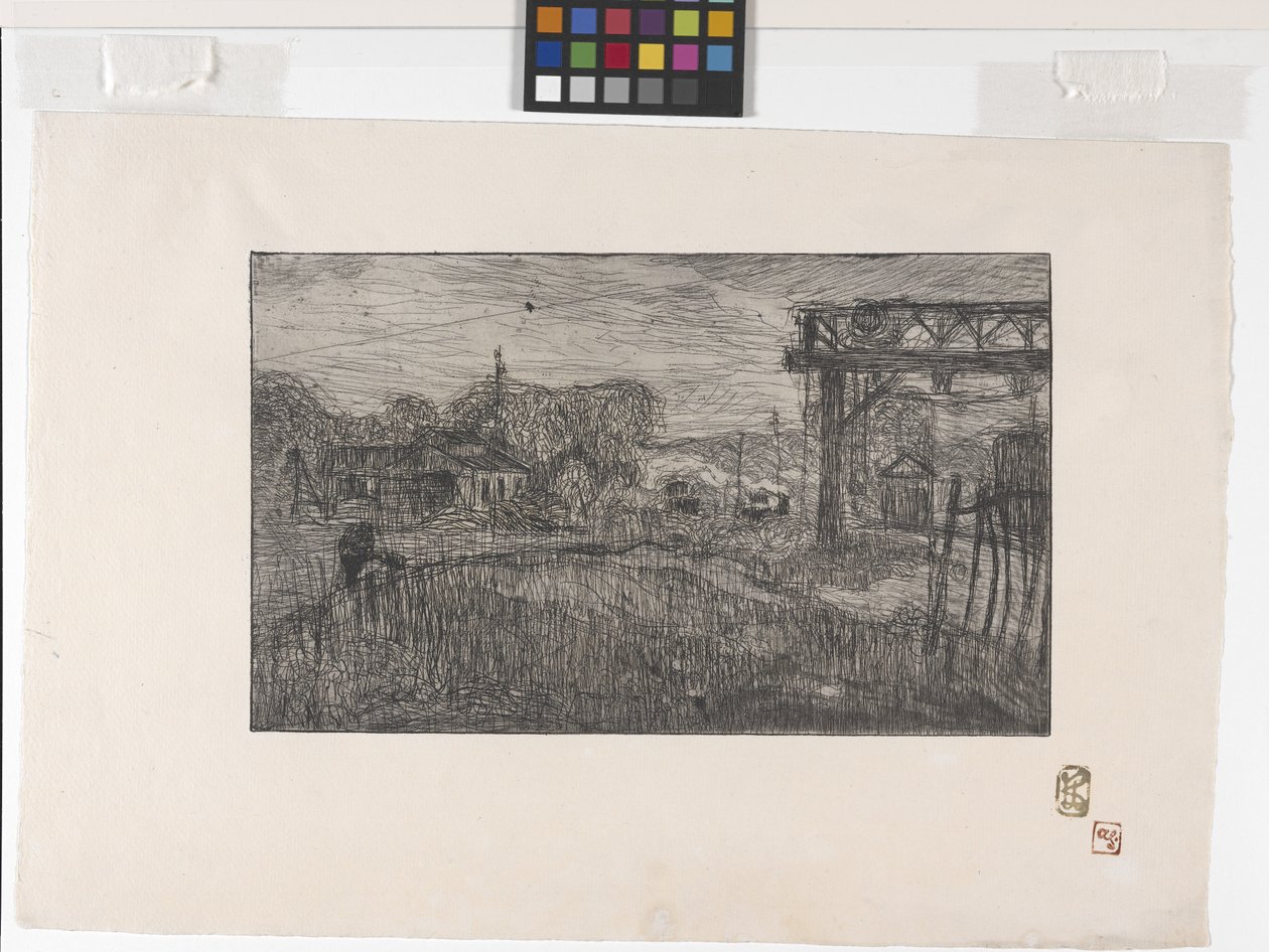 La Gare De Valmondois (dworzec kolejowy Valmondois) (akwaforta i ruletka) autorstwa Armand Séguin