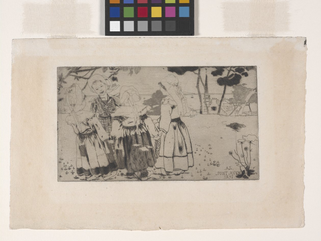La Ronde De Pont-Aven (Taniec w Pont-Aven) (akwaforta, akwatinta i sucha igła) autorstwa Armand Séguin