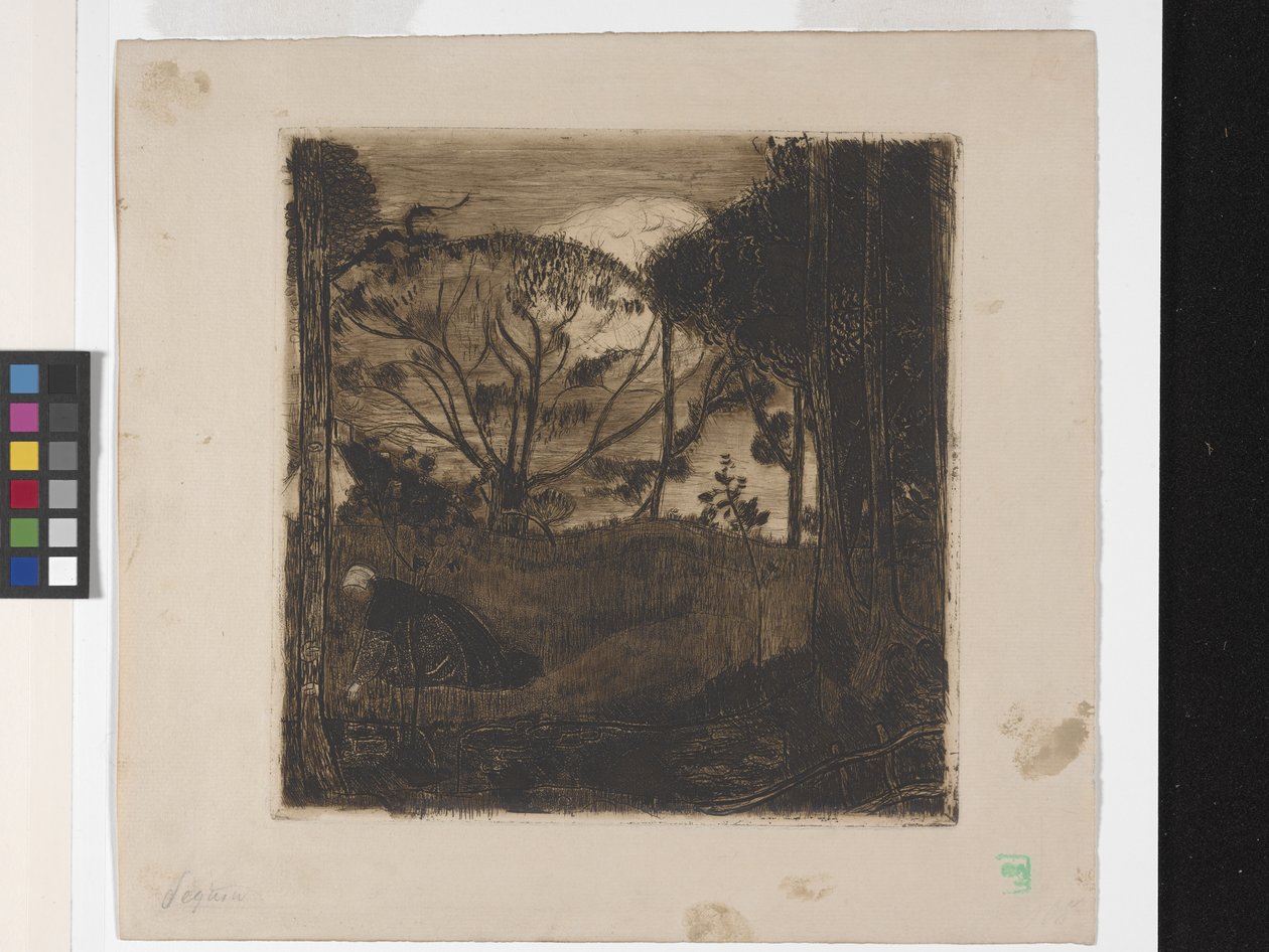 Le Soir (Evening) Or La Glaneuse (The Gleaner) (akwaforta, akwatinta, lavis i ruletka) autorstwa Armand Séguin