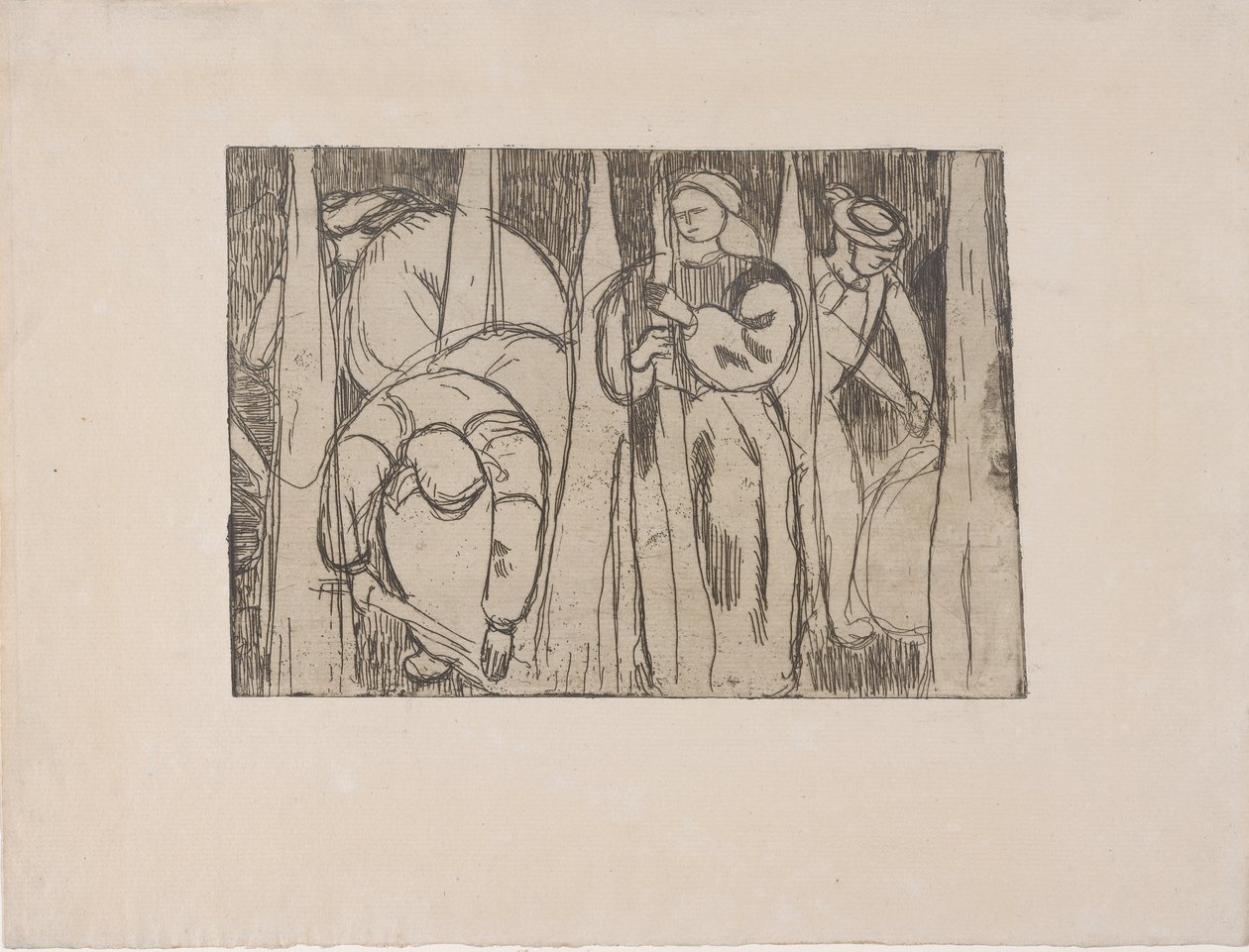 Les Rouisseuses (Zbieracze lnu) 1893 (akwaforta) autorstwa Armand Séguin