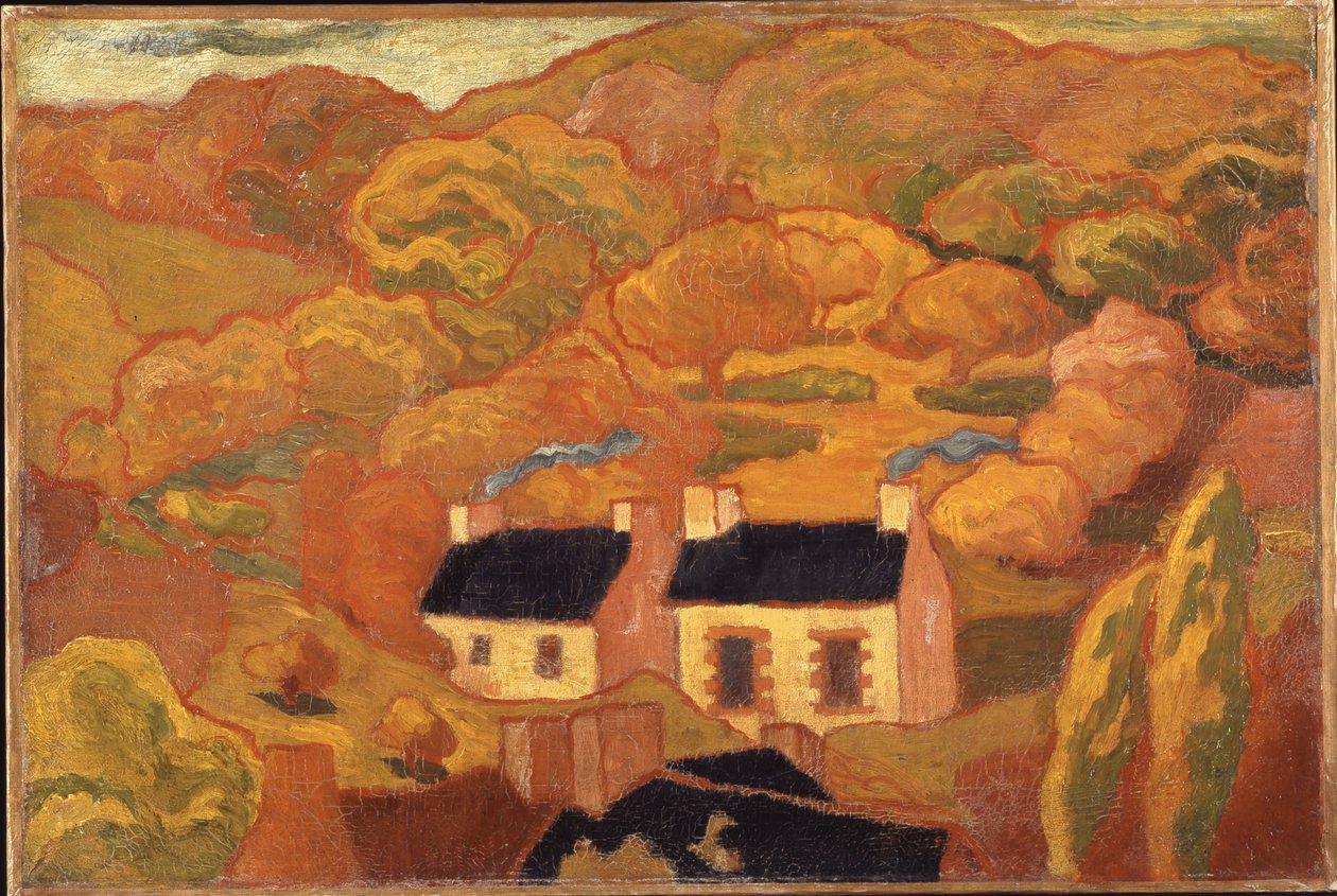 Dwie chaty kryte strzechą (Les deux chaumieres) ok. 1893-94 (olej na płótnie) autorstwa Armand Séguin