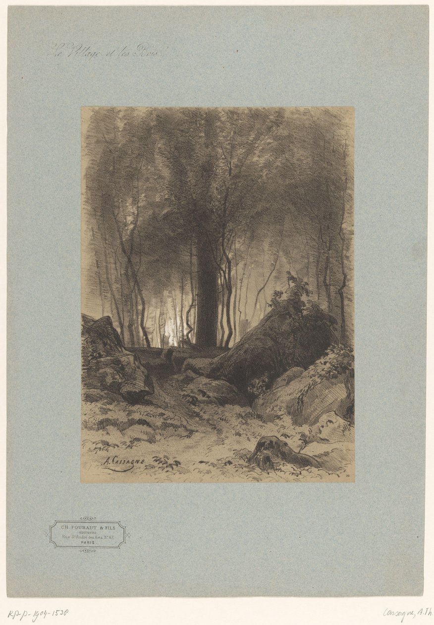 Widok na las z głazami Krajobrazy z wioskami i lasem (tytuł serii) Le village et les bois (tytuł serii na obiekcie) autorstwa Armand Theophile Cassagne
