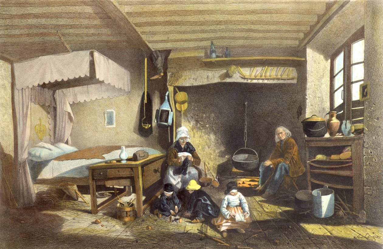Wnętrze domu w Royat autorstwa Armand Theophile Cassagne