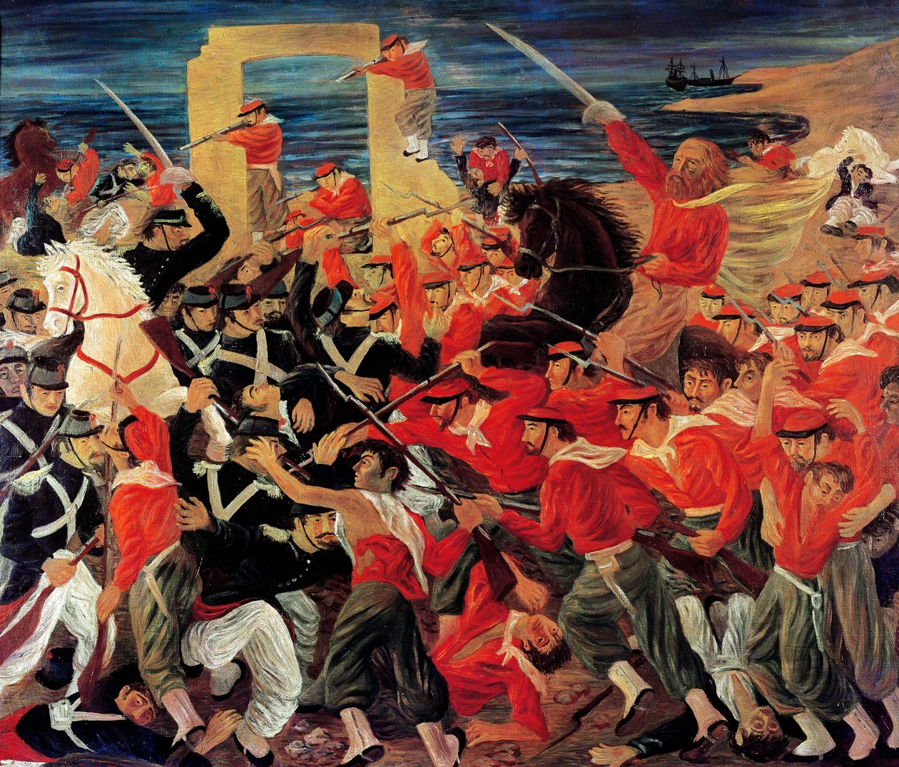 Bitwa pod Milazzo stoczona między 17 a 24 lipca 1860 (olej na płótnie) autorstwa Arnaldo Badodi