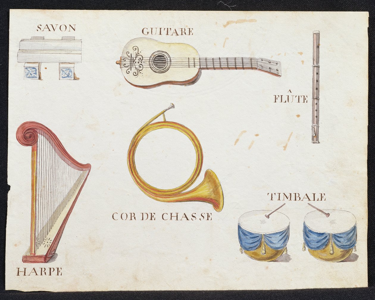 Ilustracje z „Księgi alfabetu francuskiego z 1814 roku”, wyd. przez Charles Plante Fine Arts, 1814 autorstwa Arnaud de Beauregard