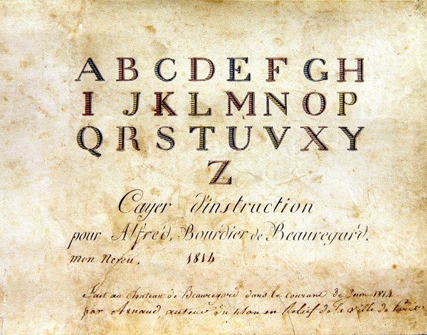 Strona tytułowa, „Księga alfabetu francuskiego z 1814 r.”, wyd. autorstwa Charlesa Plante Fine Arts autorstwa Arnaud de Beauregard