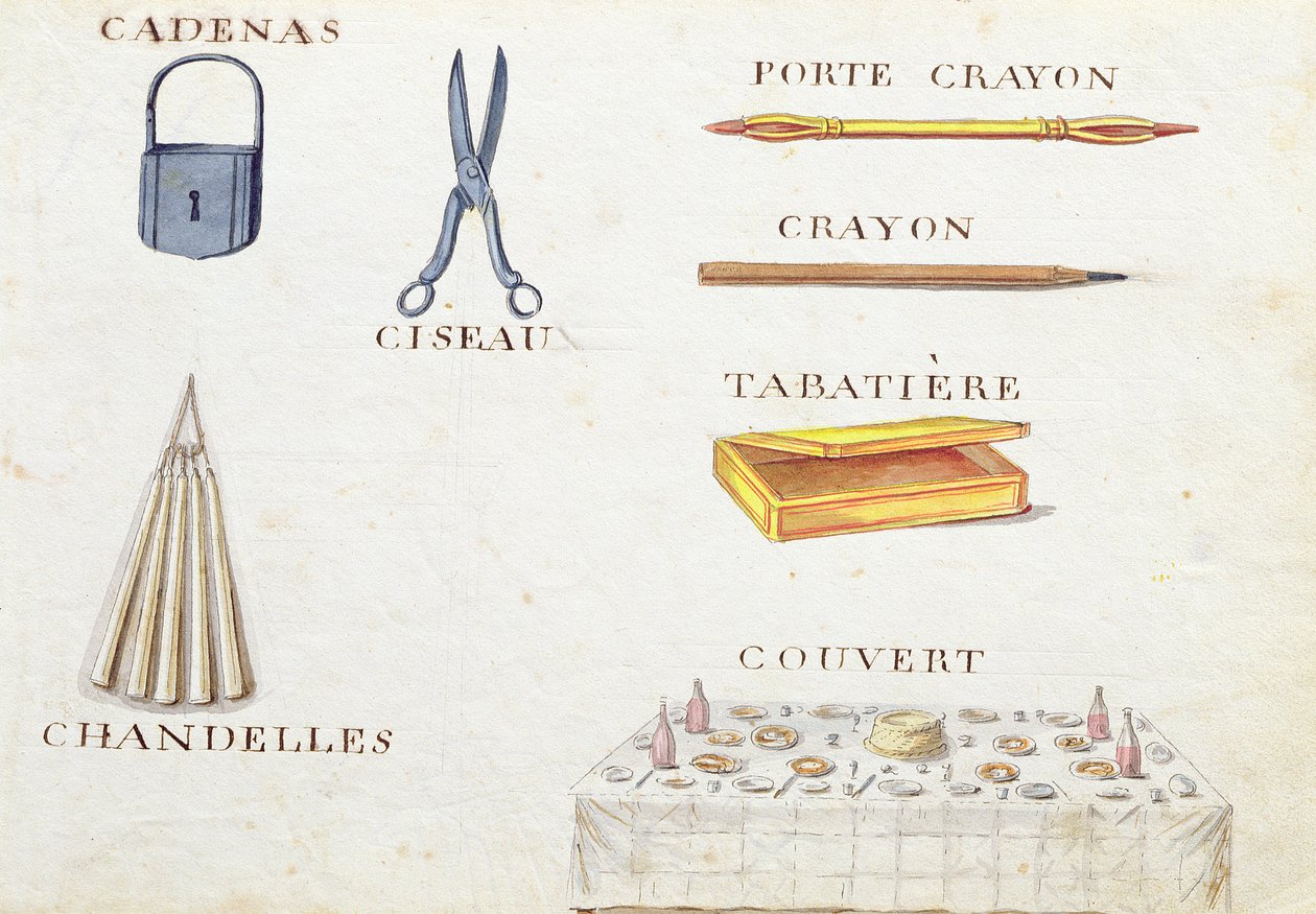 Ilustracje z "A French Alphabet Book of 1814", wyd. Charles Plante Fine Arts, 1814 r. autorstwa Arnaud de Beauregard