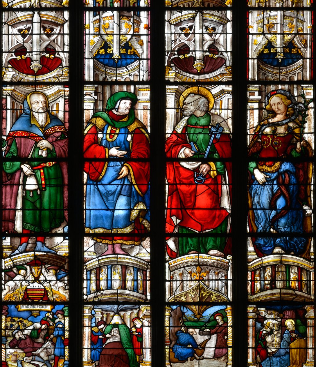 Noe, Ezechiel, Saint Peter, the Sybilla of Erythree - Witraż w kaplicy Najświętszego Serca Maryi, autorstwa Arnauda de Moles (1470-1520) ukończony w 1513 - Cathedrale Sainte Marie d