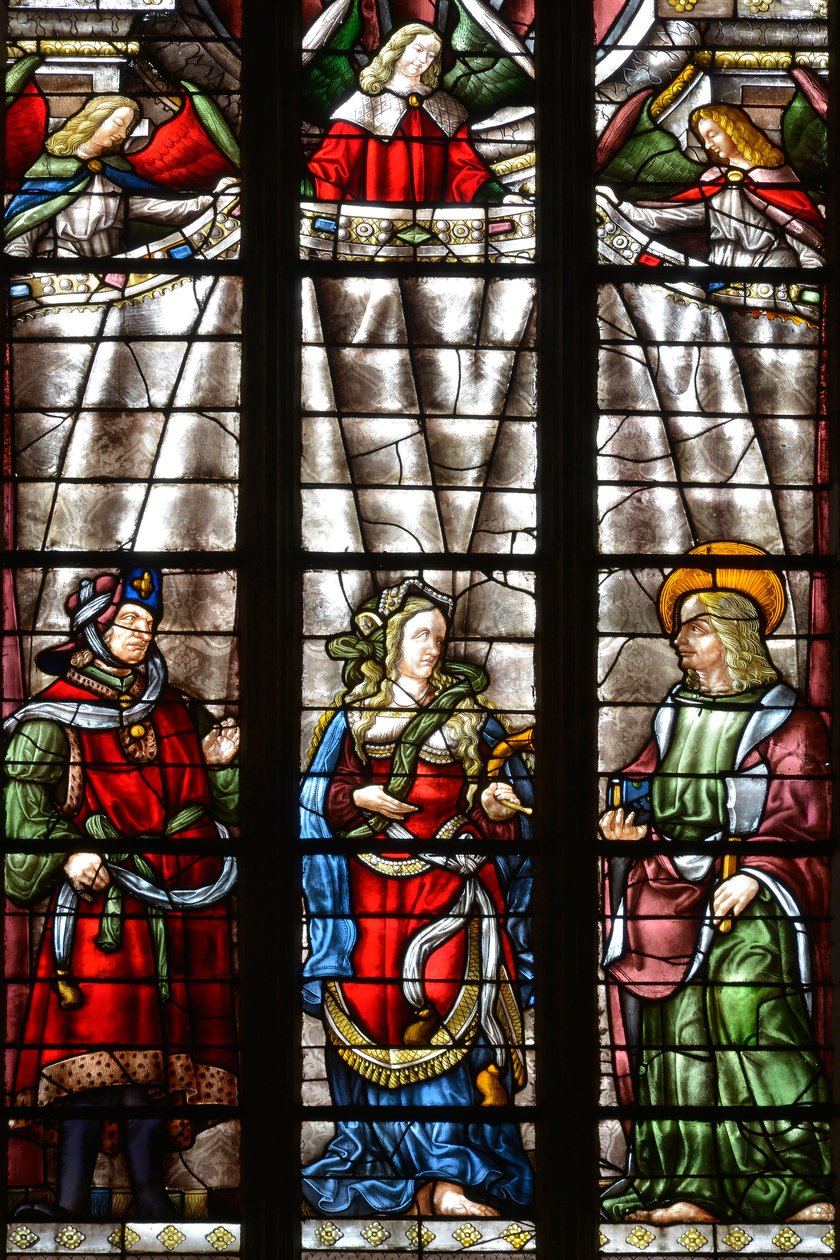 Prorok Daniel, Sybilla Cimmerienne i św. Mateusz Ewangelista - Witraż kaplicy Saint Louis, Arnaud de Moles (1470-1520) ukończony w 1513 r. - Cathedrale Sainte Marie d