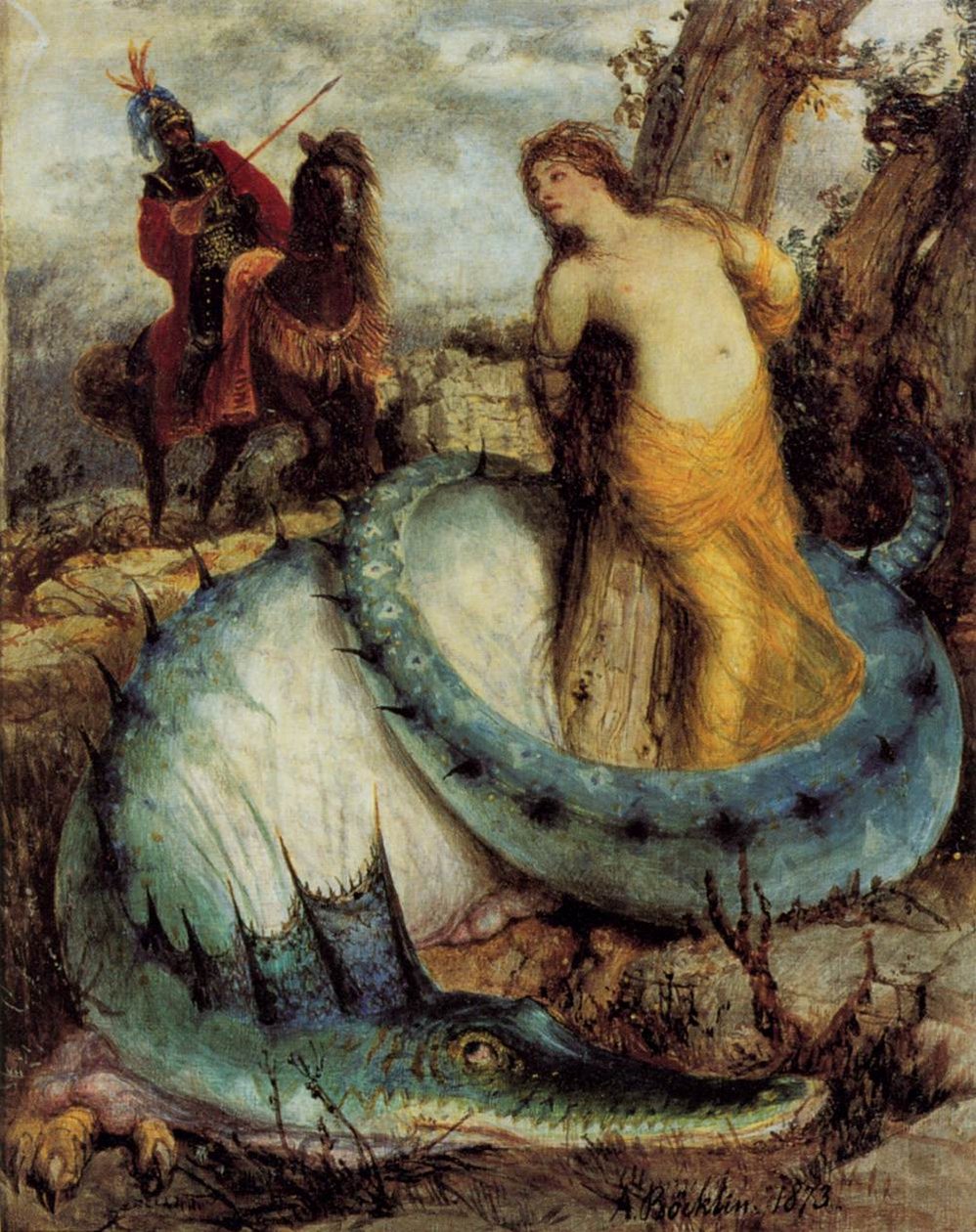 Angelica, strzeżona przez smoka autorstwa Arnold Böcklin
