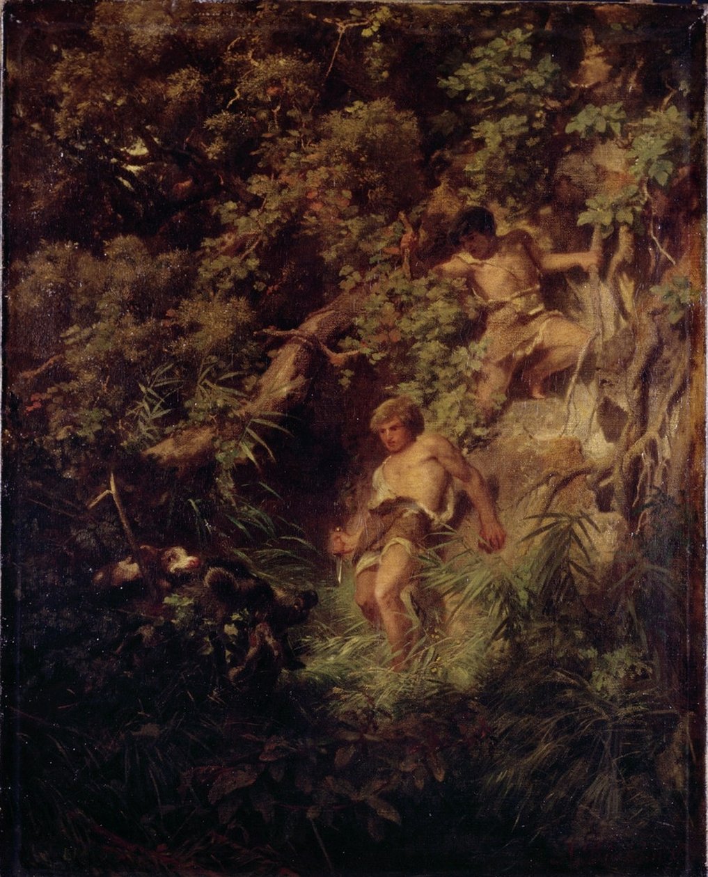 Plemiona germańskie na polowaniu na dzika autorstwa Arnold Böcklin