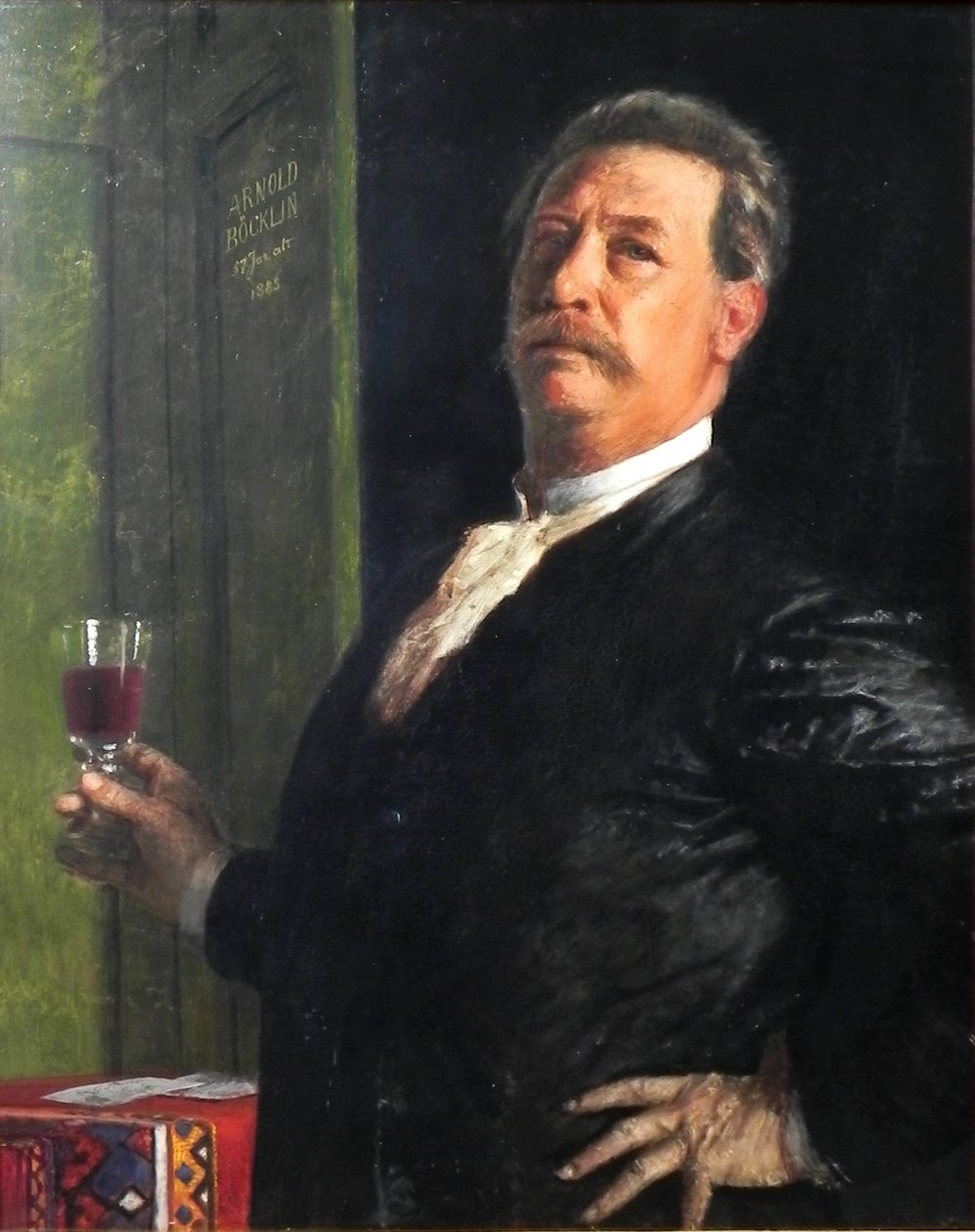 Autoportret z lampką wina autorstwa Arnold Böcklin