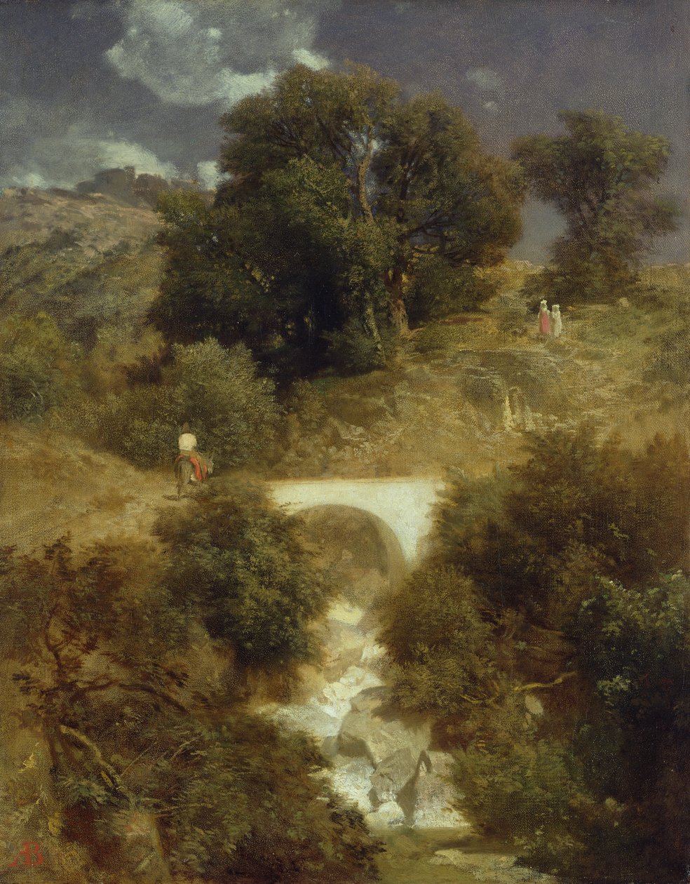 Pejzaż rzymski z mostem, 1863 autorstwa Arnold Böcklin