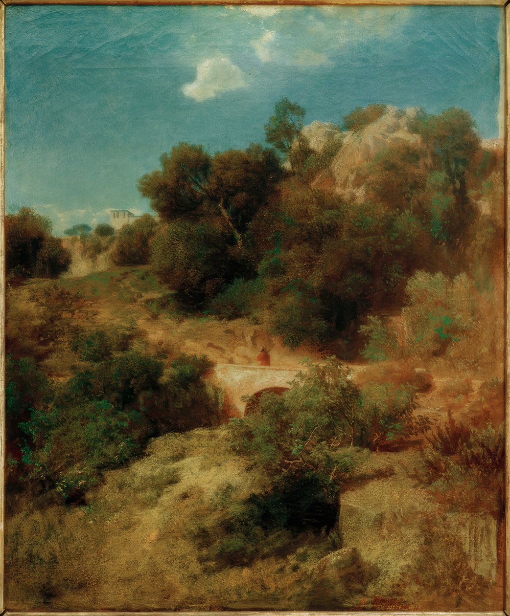 Skalista górska kraina z mostem autorstwa Arnold Böcklin