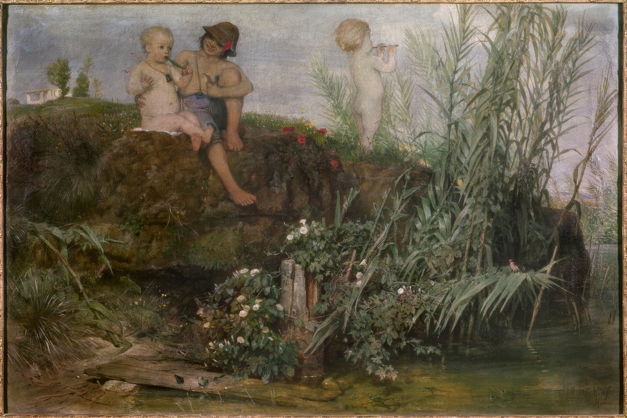 Dzieci rzeźbią maypipes autorstwa Arnold Böcklin