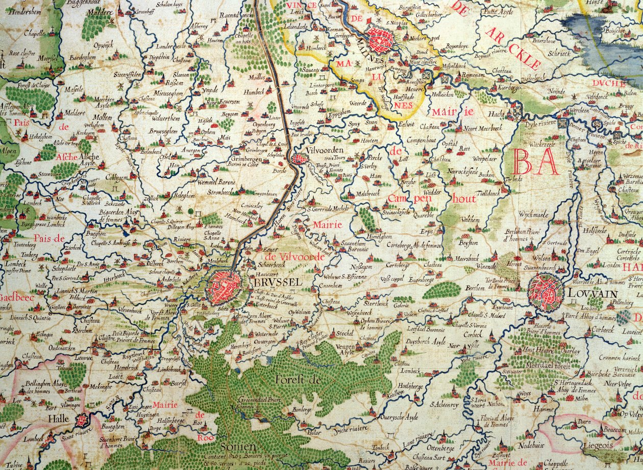 Mapa Belgii w czasie wojny trzydziestoletniej (1618-48), z „Theater des guerres entre le roy d