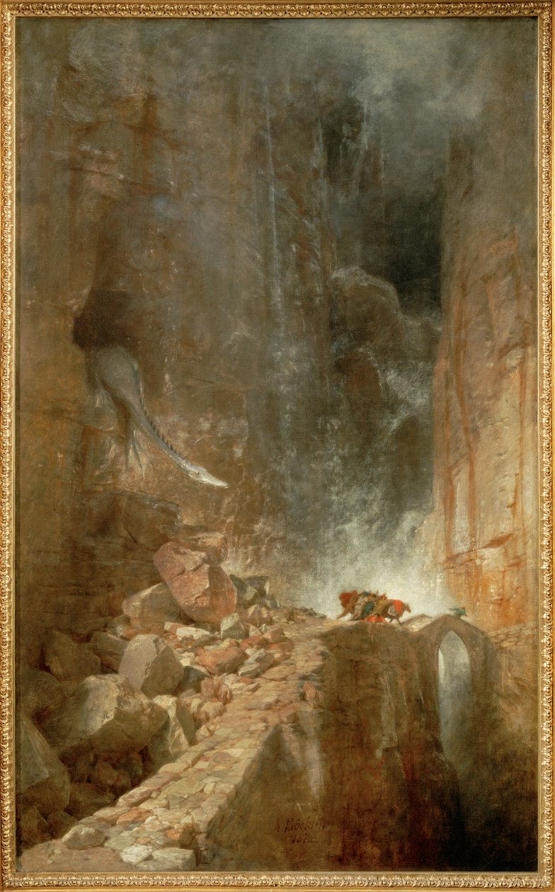 Ein Drache in einer Felsenschlucht - Smok w skalistym wąwozie ... (obraz na płótnie) autorstwa Arnold Böcklin