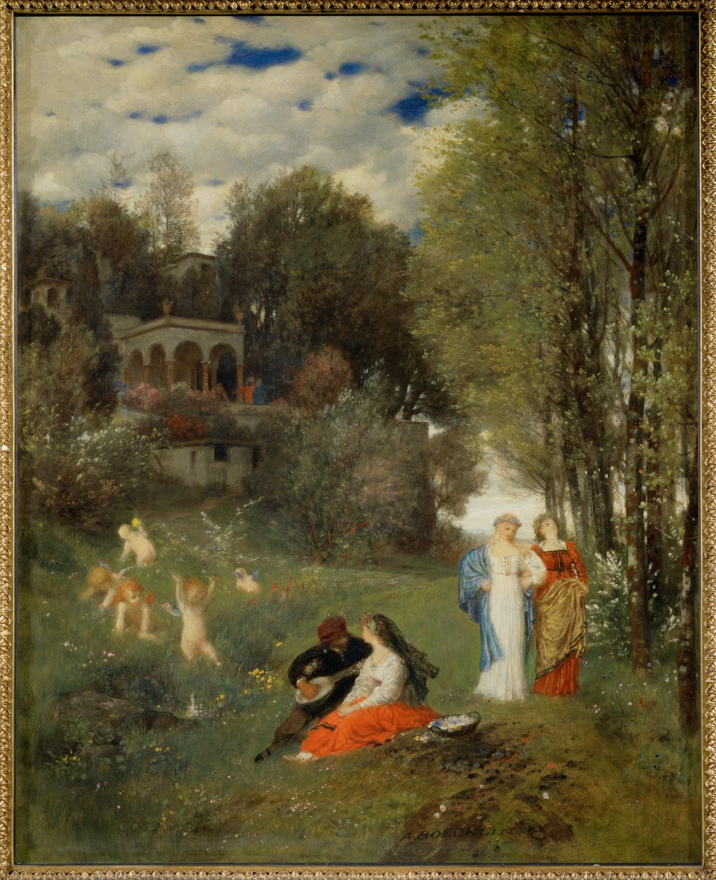 Ideale Fruehlingslandschaft - Idealny wiosenny krajobraz ... (obraz na płótnie) autorstwa Arnold Böcklin
