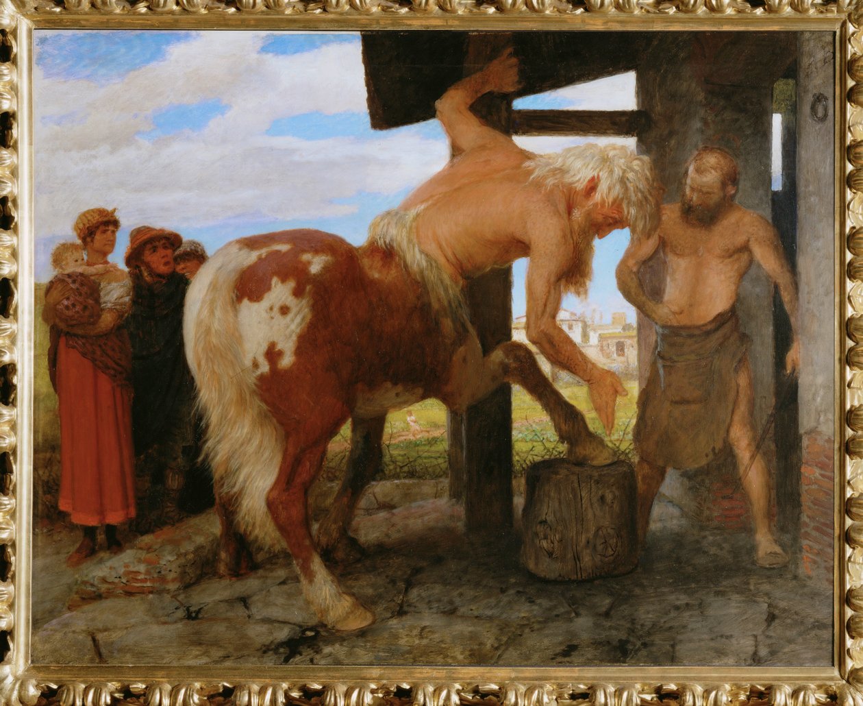 Kentaur in der Dorfschmiede - Centaur w wiejskiej kuźni ... autorstwa Arnold Böcklin