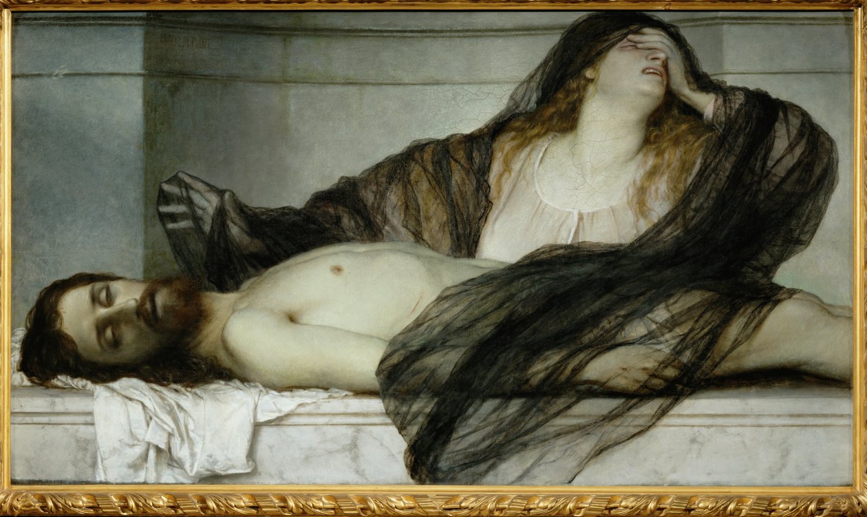 Maria Magdalena beweint den toten Christus - Maria Magdalena ubolewa nad martwym Chrystusem ... (obraz na płótnie) autorstwa Arnold Böcklin