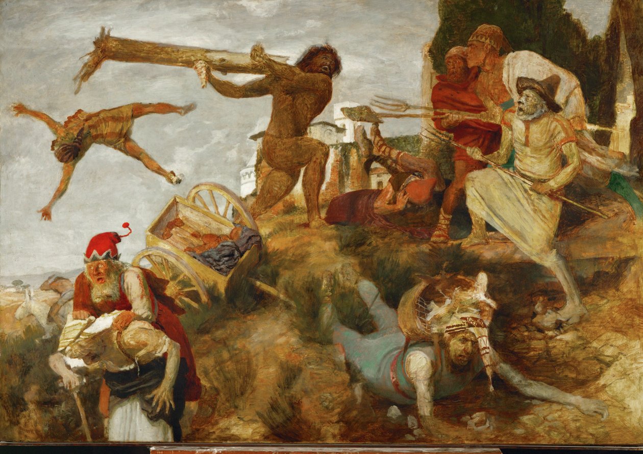Bitwa Orlanda przeciwko rozbójnikom ... autorstwa Arnold Böcklin