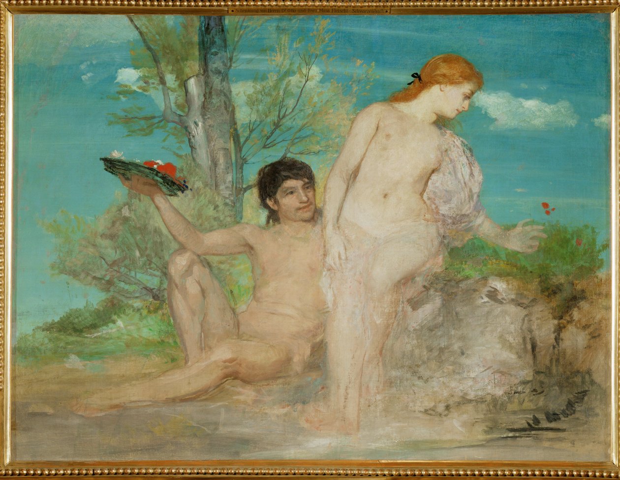 Paar vor einer Baumgruppe - Para przed grupą drzew ... (obraz na płótnie) autorstwa Arnold Böcklin