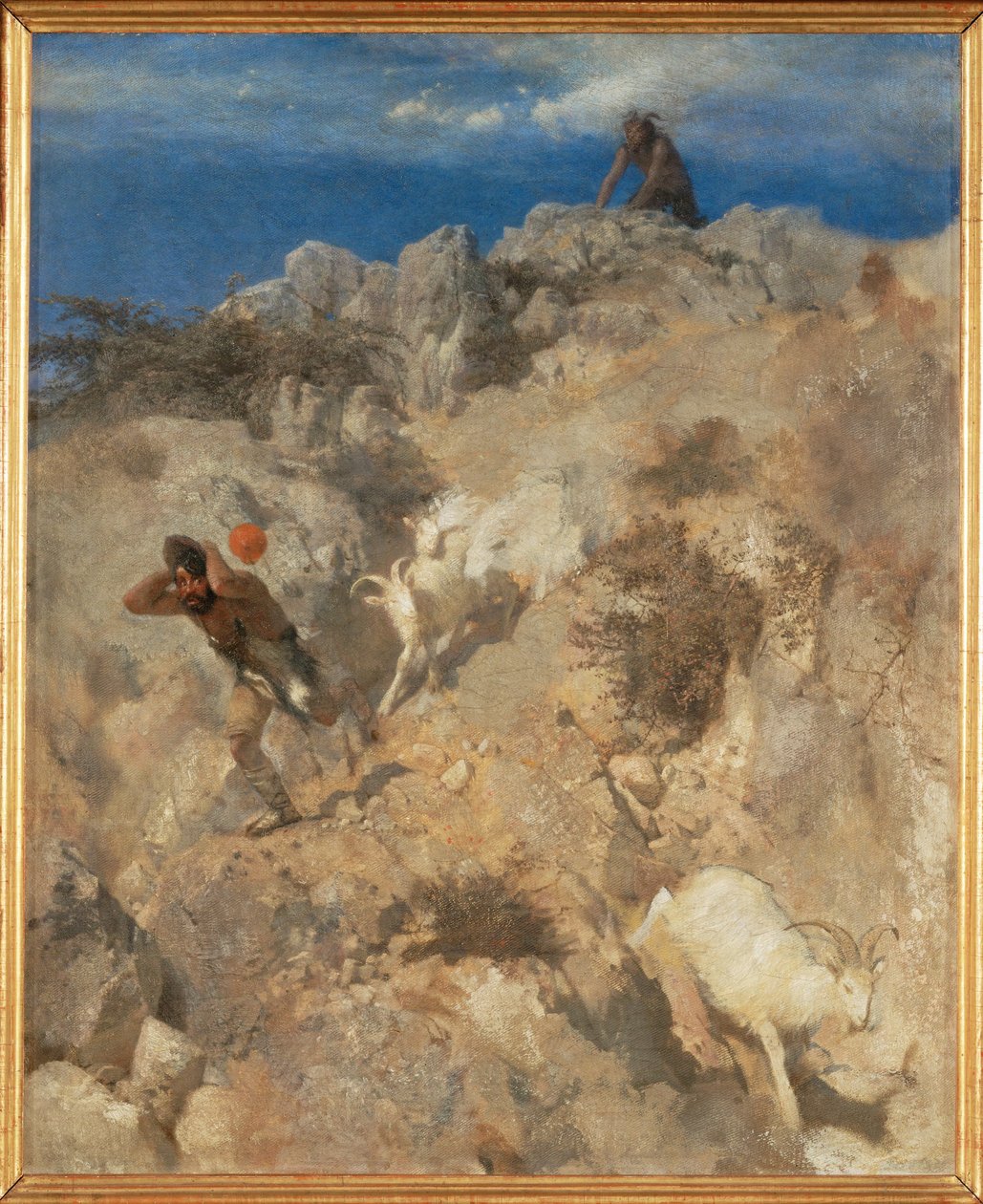 Pan straszy pasterza - Pan straszy pasterza ... (obraz na płótnie) autorstwa Arnold Böcklin