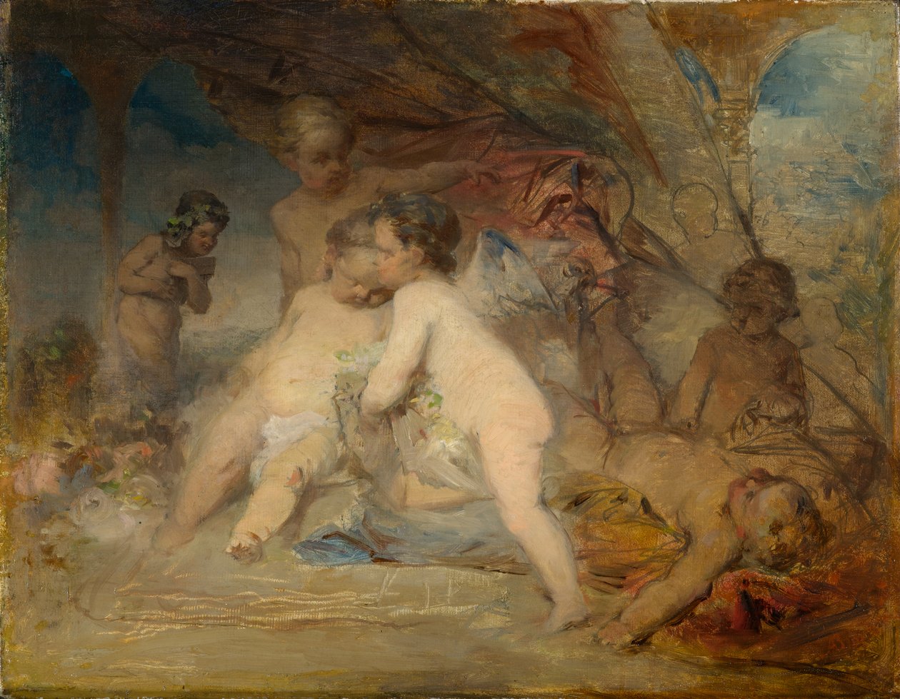 Putti i młody Eros w leśnej dolinie autorstwa Arnold Böcklin